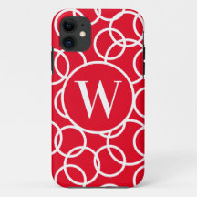 Monogram Witte Cirkels Rood Modern Abstract