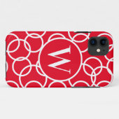 Monogram Witte Cirkels Rood Modern Abstract Case-Mate iPhone Case (Achterkant (horizontaal))