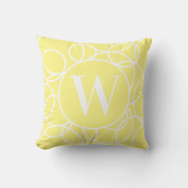 Monogram Witte Cirkels Zacht Geel Modern Abstract Kussen