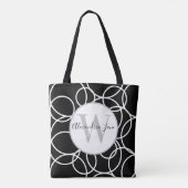 Monogram Witte Cirkels Zwart Modern Abstract Tote Bag (Achterkant)