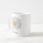 Monogram Witte Daisy Bloemen Doodle Kinder Mok (Voorkant links)
