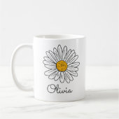 Monogram Witte Daisy Bloemen Doodle Kinder Mok (Links)