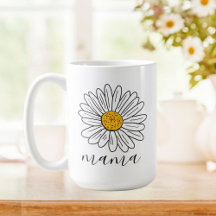 Monogram Witte Daisy Bloemen Doodle Mama