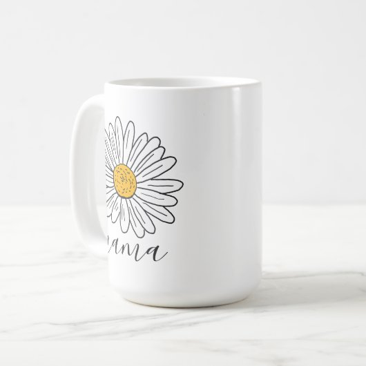 Monogram Witte Daisy Bloemen Doodle Mama Koffiemok (Voorkant links)
