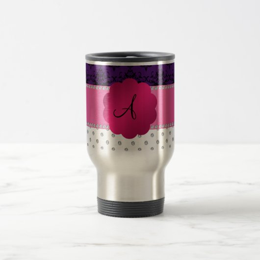 Monogram witte diamanten paarse damp reisbeker (Center)