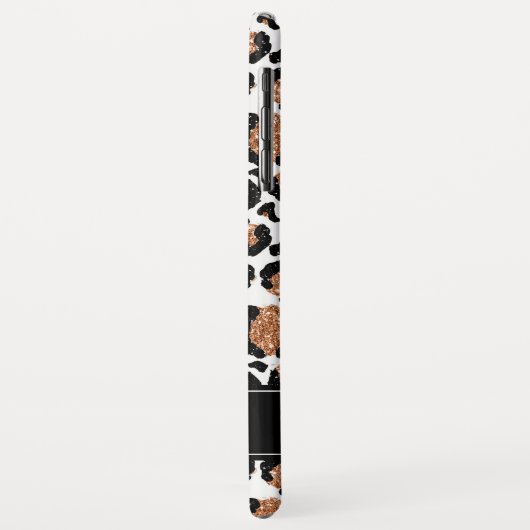 Monogram Witte en Gouden Folie Cheetah Patroon Case-Mate iPhone Case (Achterkant/links)