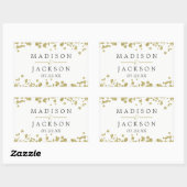 Monogram witte en goudkleurige Confetti Rechthoekige Sticker (Vel)