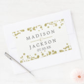 Monogram witte en goudkleurige Confetti Rechthoekige Sticker (Envelop)