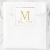 Monogram witte en goudlegant vierkante sticker (Tas)