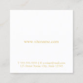 Monogram witte en goudlegant vierkante visitekaartje (Achterkant)