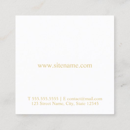 Monogram witte en goudlegant vierkante visitekaartje (Achterkant)