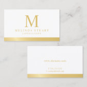 Monogram witte en goudlegant visitekaartje (Voorkant / Achterkant)