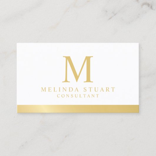 Monogram witte en goudlegant visitekaartje (Voorkant)