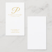 Monogram witte en goudlegant visitekaartje (Voorkant / Achterkant)