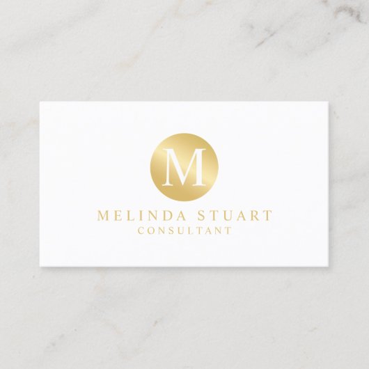 Monogram witte en goudlegant visitekaartje (Voorkant)