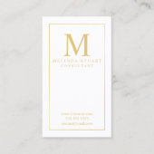 Monogram witte en goudlegant visitekaartje (Voorkant)