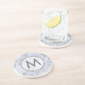 Monogram Witte en Grijze Marmeren Steen Textuur Zandsteen Onderzetter (Zijkant)