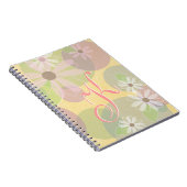 Monogram witte en roze zeedagen & gekleurde cirkel notitieboek (Rechterzijde)