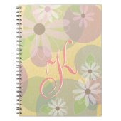 Monogram witte en roze zeedagen & gekleurde cirkel notitieboek (Voorkant)