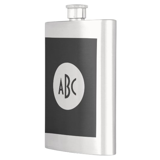 Monogram witte en zwarte cirkel heupfles (Links)