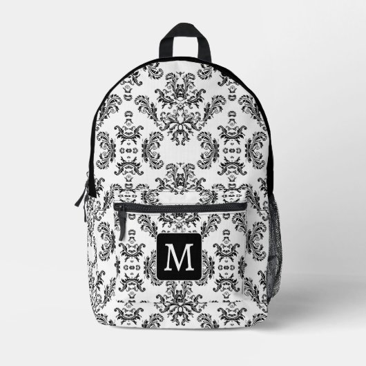Monogram witte en zwarte demaspatroon bedrukte rugzak (Voorkant)