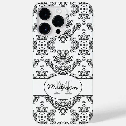 Monogram witte en zwarte demaspatroon Case-Mate iPhone case (Achterkant)