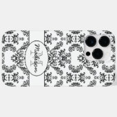 Monogram witte en zwarte demaspatroon Case-Mate iPhone case (Achterkant (horizontaal))