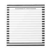 Monogram witte en zwarte streep notitieblok (Voorkant)