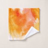 Monogram witte esdoorn oranje gele waterverf bad handdoek (Wasdoekje)