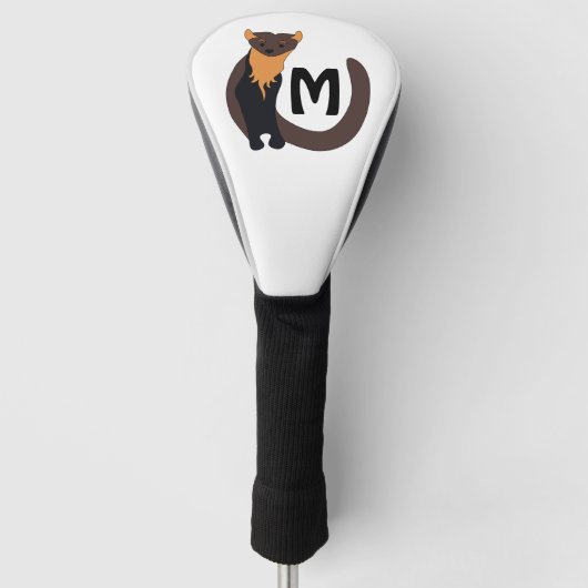 Monogram witte Europese pine Marten Golfheadcover (Voorkant)