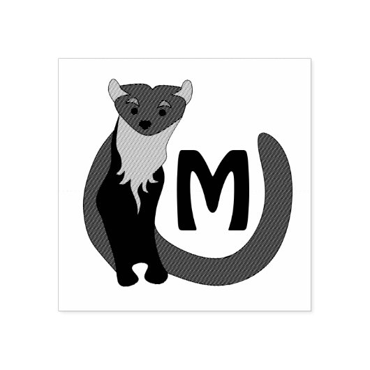 Monogram witte Europese pine Marten Rubberstempel (Afrduk)