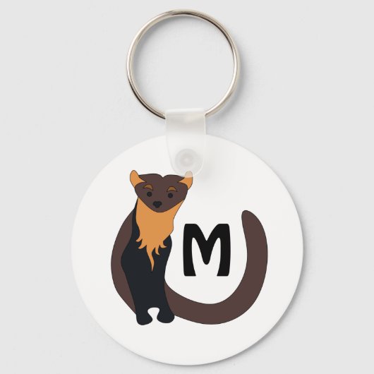 Monogram witte Europese pine Marten Sleutelhanger (Voorkant)