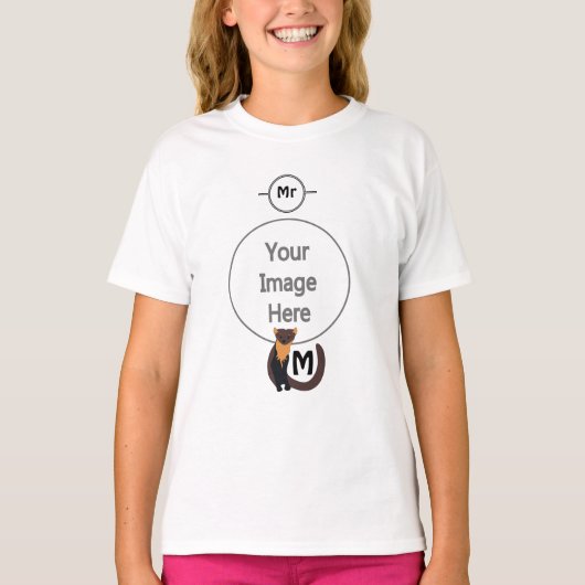 Monogram witte Europese pine Marten T-shirt (Voorkant)