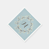 monogram witte florale tak in het water servetten (Hoek)