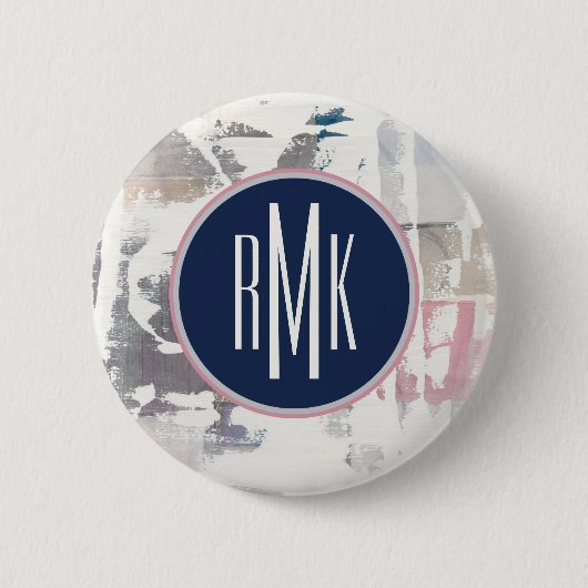 Monogram | Witte gewassen Ronde Button 5,7 Cm (Voorkant)