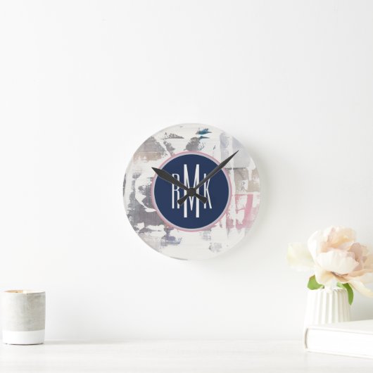 Monogram | Witte gewassen Ronde Klok (Huis)