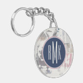 Monogram | Witte gewassen Sleutelhanger (Voorkant Links)