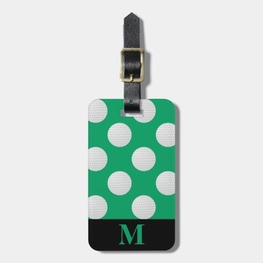 Monogram witte golfballen, Shamrock Green Bagagelabel (Voorkant verticaal)