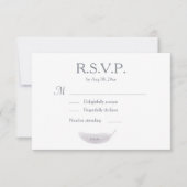 Monogram Witte Grijze Engel Veer Trouwen RSVP Kaart (Voorkant)
