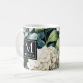 Monogram Witte Hydrangea Douanenaam Koffiemok (Voorkant links)