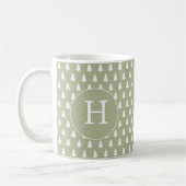 Monogram Witte Kerstboom Patroon Groen Kado Koffiemok (Links)