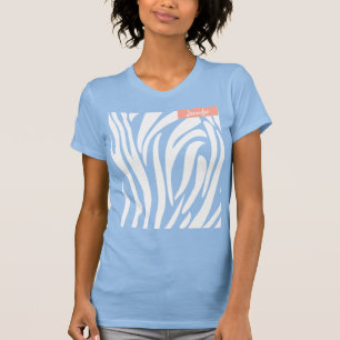 Monogram Witte Kleur Gestreepte Zebra Patroon Mode T-shirt