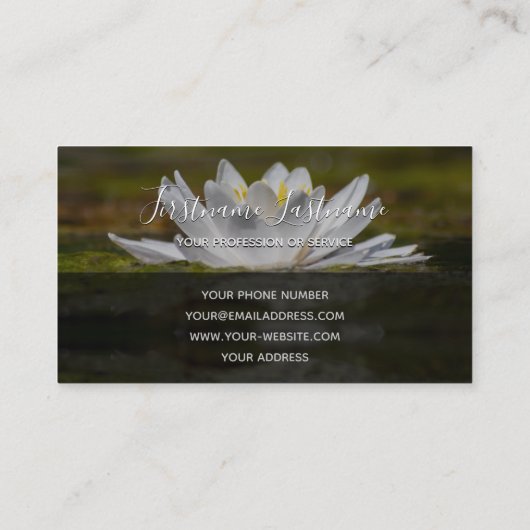 Monogram witte lotusbloem visitekaartje (Achterkant)