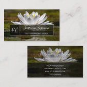 Monogram witte lotusbloem visitekaartje (Voorkant / Achterkant)