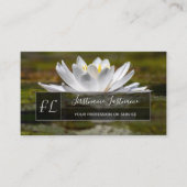 Monogram witte lotusbloem visitekaartje (Voorkant)