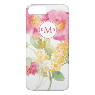 Monogram Witte madeliefjes op blauw Case-Mate iPhone Case
