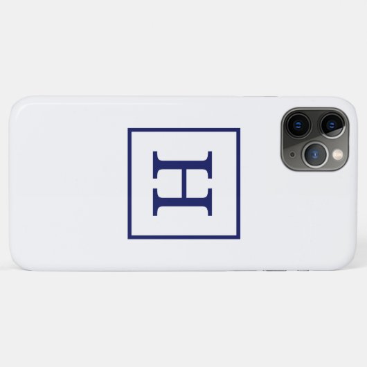 Monogram witte marineblauw omgeven Initiaal Case-Mate iPhone Case (Achterkant (horizontaal))