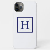 Monogram witte marineblauw omgeven Initiaal Case-Mate iPhone Case (Achterkant)