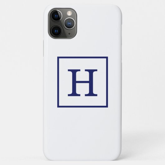 Monogram witte marineblauw omgeven Initiaal Case-Mate iPhone Case (Achterkant)