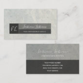 Monogram witte marmer met lichtgrijze marmer visitekaartje (Voorkant / Achterkant)